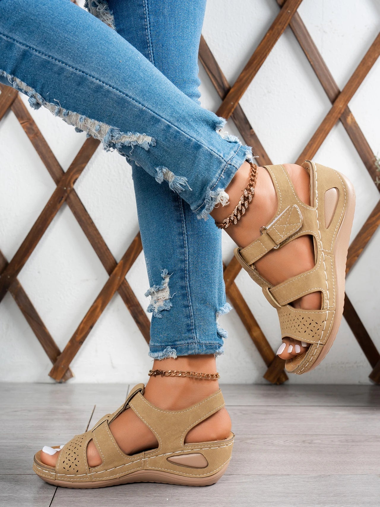 Sandales compensées orthopédiques haut de gamme pour femme, été 2026, à bout ouvert, antidérapantes, style vintage et rétro, chaussures décontractées à plateforme MAEJORKEN
