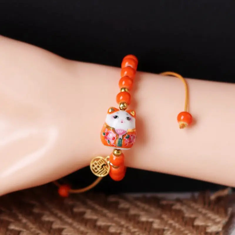 Bracelet chat b03 pour filles, bracelets perlés colorés, pendentifs en céramique Harajuku, bracelets à breloques anime, bijoux cadeaux, vente en gros MAEJORKEN