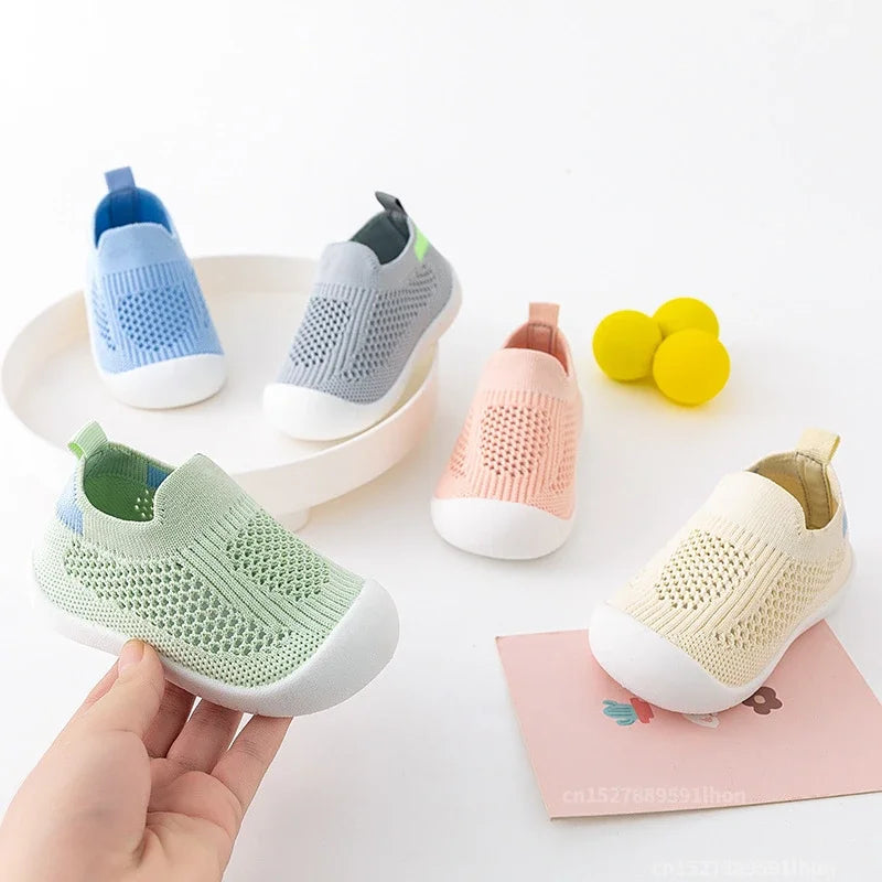 Printemps été enfant en bas âge chaussures respirant tricoté enfants baskets garçons sans lacet chaussures de Tennis filles doux antidérapant école chaussures décontractées MAEJORKEN