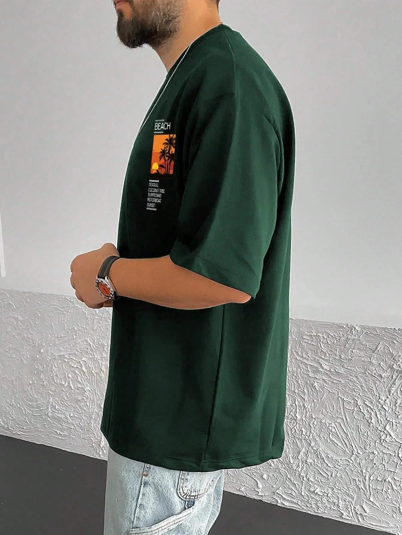 T-shirt manches courtes col rond homme, ample, 100% coton, été, imprimé graphique cocotier du XS au 2XL MAEJORKEN