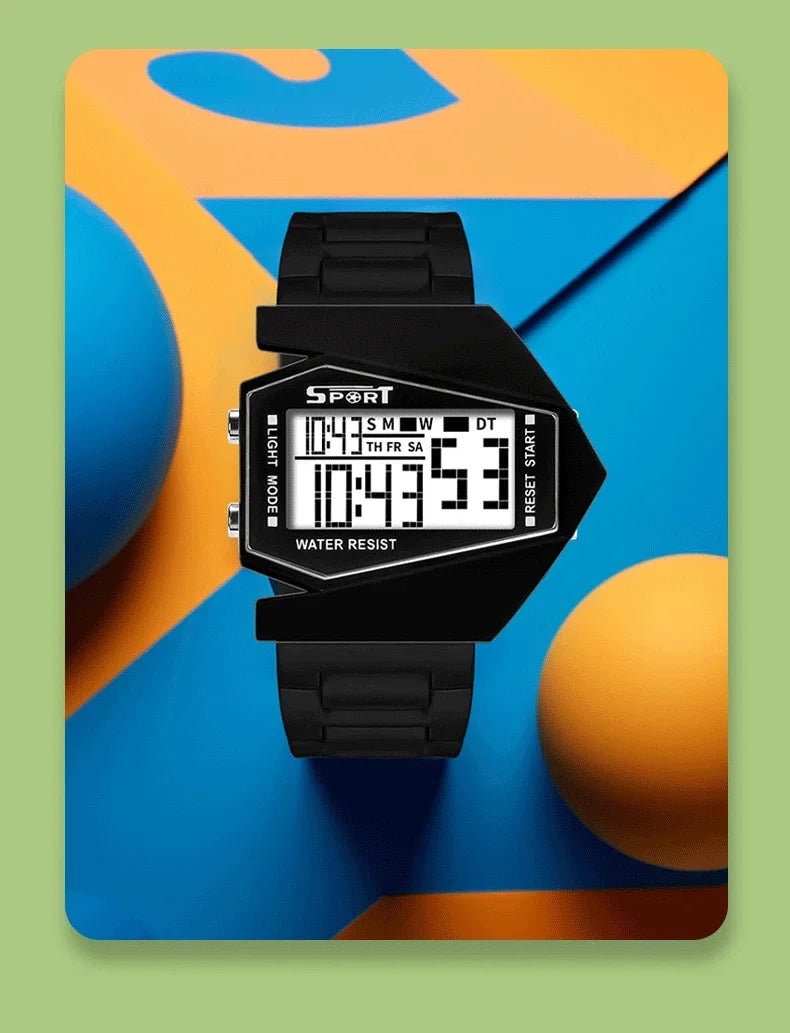 Montres numériques créatives pour enfants, lumineux, étanche, bracelet en Silicone, montre de sport pour hommes, réveil multifonction MAEJORKEN