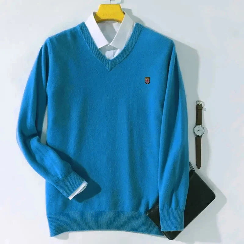 Pull en cachemire mélangé pour hommes, pulls à col en V, chemise d'automne et d'hiver, zones coréennes, 10 documents MAEJORKEN