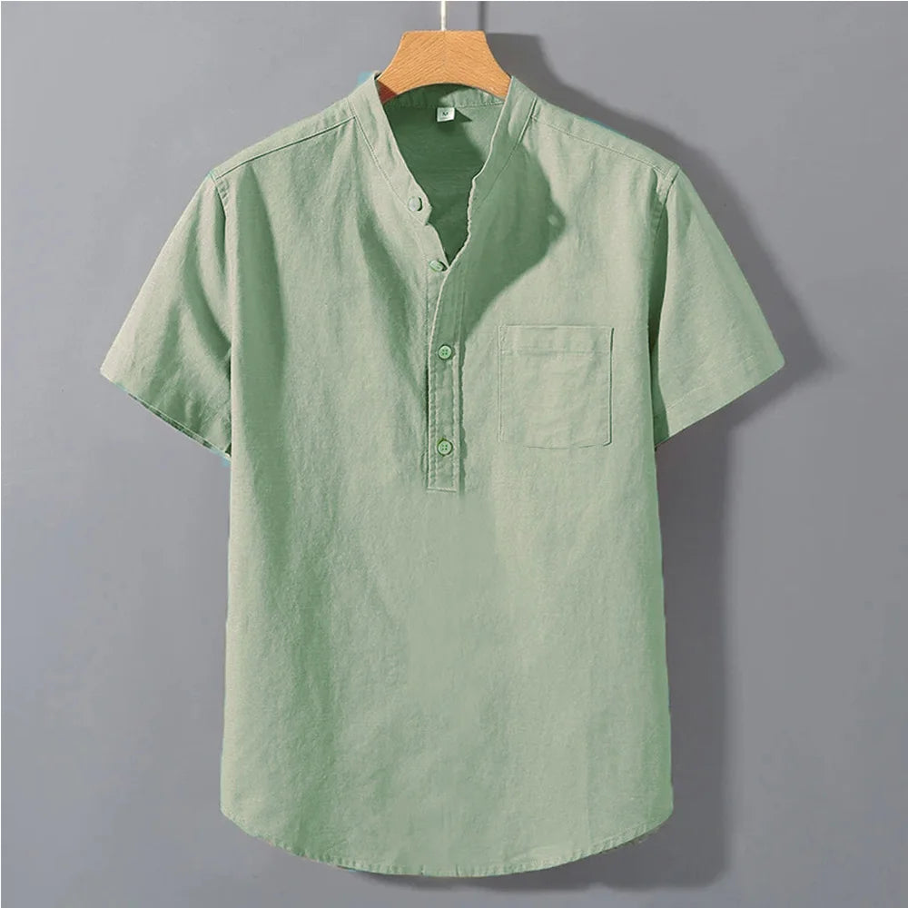 T-shirt d'été à manches courtes pour hommes, couleur unie, Design de poche, chemises à boutons, vêtements quotidiens de rue, Style Simple et confortable MAEJORKEN