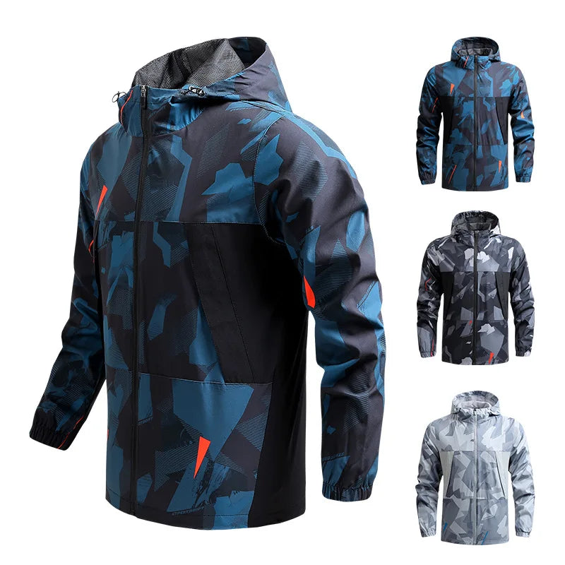 Veste imperméable à capuche décontractée sport, randonnée, coupe-vent du S au 5XL