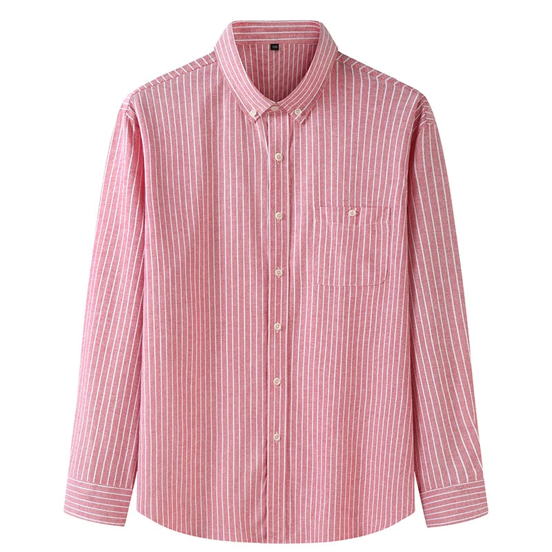 Chemise homme bleu rayé Oxford coton flanelle grande taille 5XL 6XL 7XL 8XL 10XL élégant bureau surdimensionné manches longues mince rouge blanc MAEJORKEN