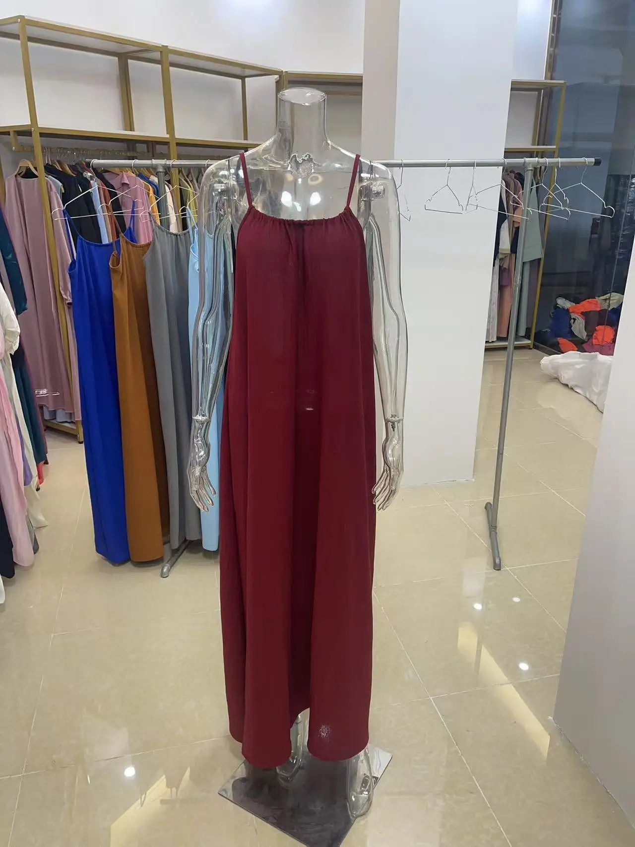 Nouvelle arrivée : Robe longue décontractée sans bretelles ni dos pour femme, confortable pour la maison et la nuit MAEJORKEN