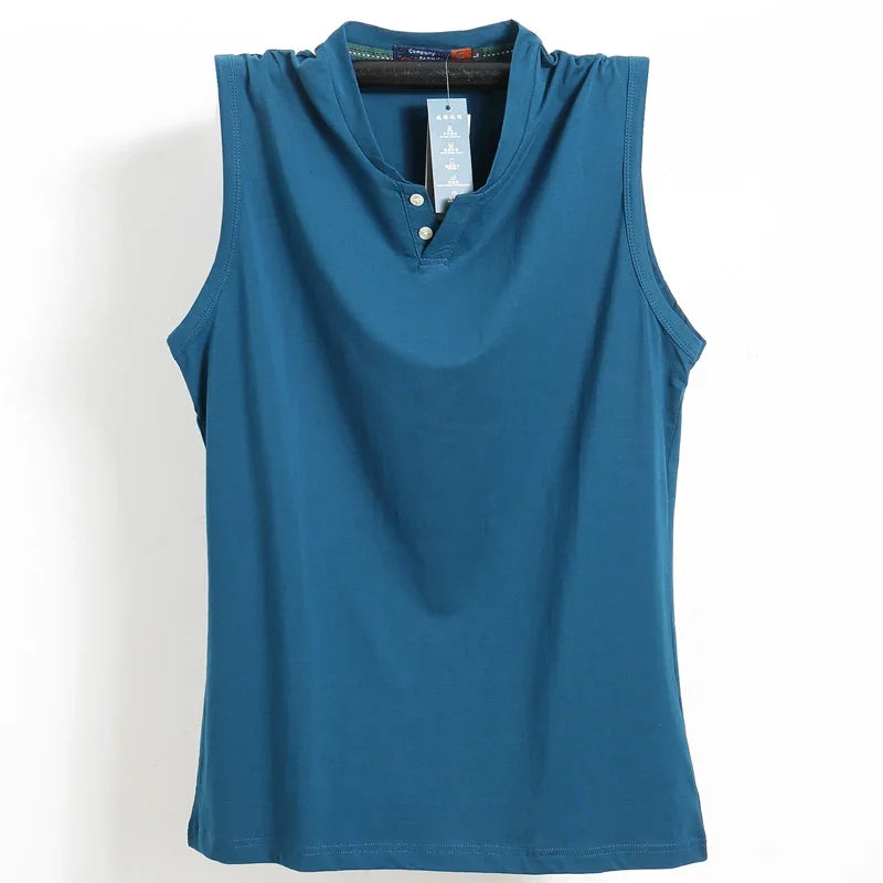 Débardeur classique sans manches en coton pur , couleur unie, col en V, du L au 6XL