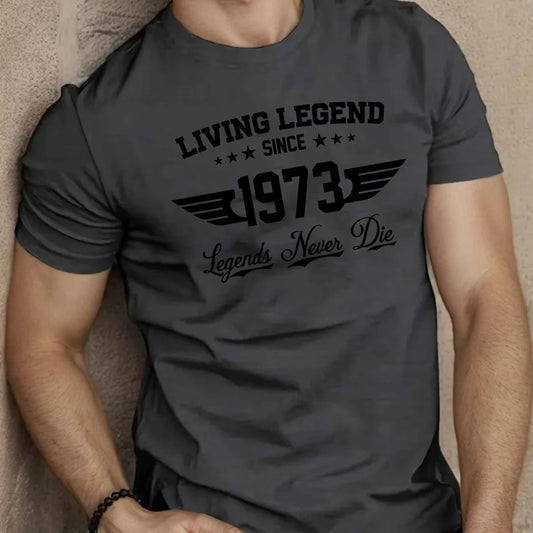 Été hommes 100 coton décontracté ample grande taille depuis 1973 motif imprimé sport confortable col rond à manches courtes T-shirt MAEJORKEN