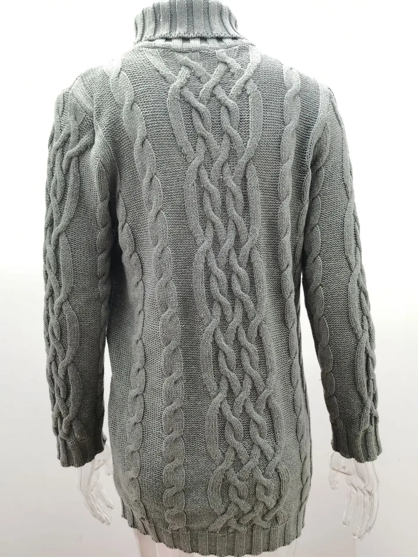 Robe pull longue à col haut pour femme, pull tricoté, couleur unie, épais, Mini, mode hiver automne 2024 MAEJORKEN