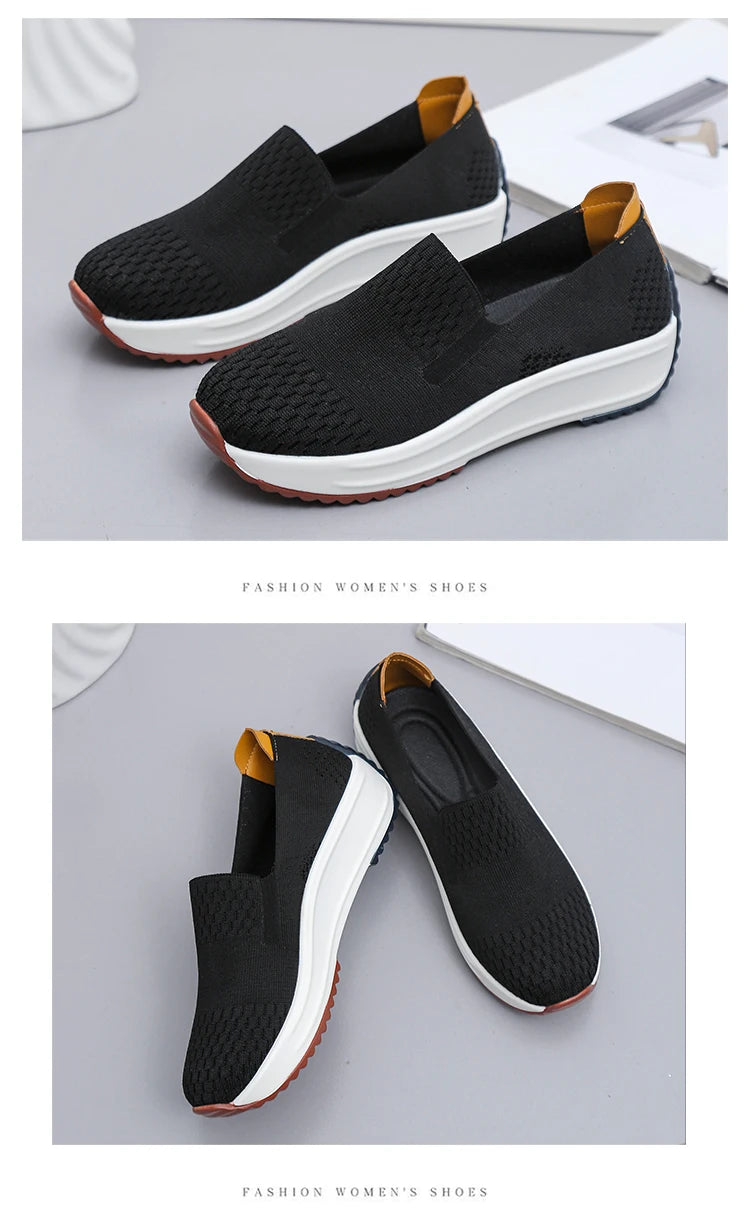 Baskets d'extérieur en maille respirante pour femmes, chaussures plates à enfiler, chaussures de Jogging légères à semelle compensée, mocassins d'été à semelle souple MAEJORKEN
