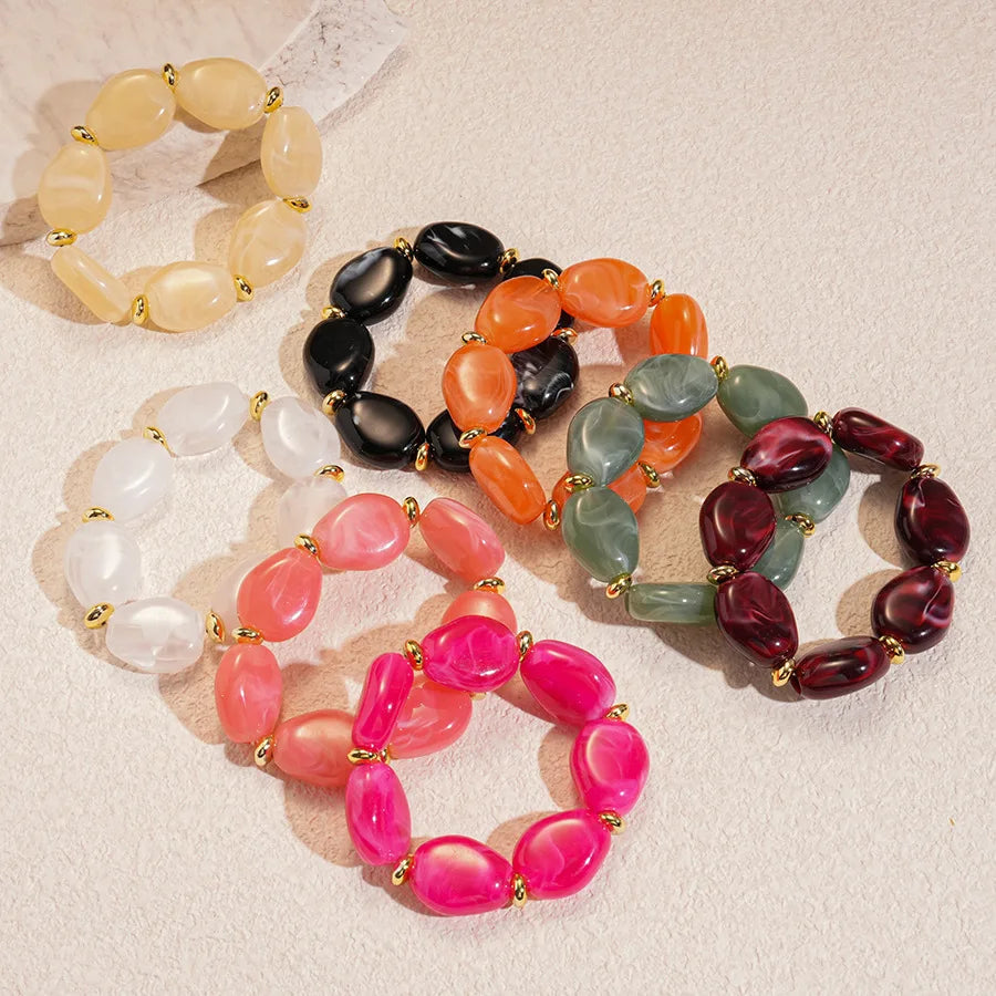 Bracelets de perles acryliques ovales en Imitation de marbre irrégulier, fil de perles élastiques, Bracelets tendance, bijoux D MAEJORKEN