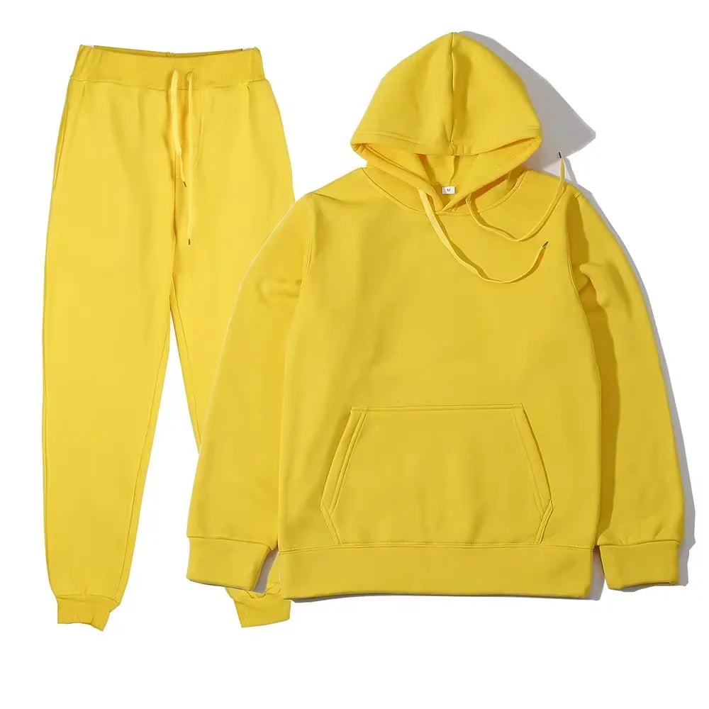 Ensemble survêtement couleur unie sweat à capuche + pantalon du S au 3XL