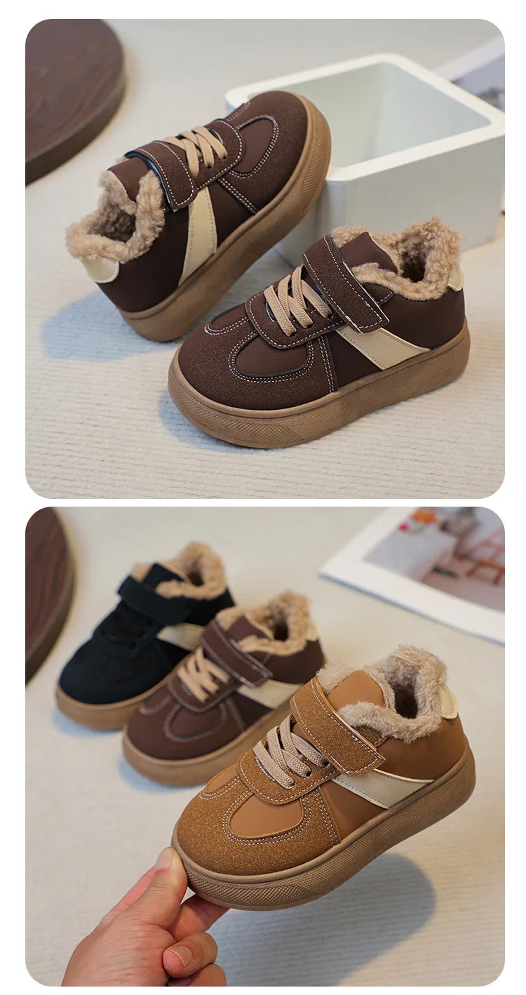 Chaussures chaudes d'hiver pour enfants, baskets en polaire, en coton, imperméables, en laine d'agneau, pour filles, 2025 MAEJORKEN