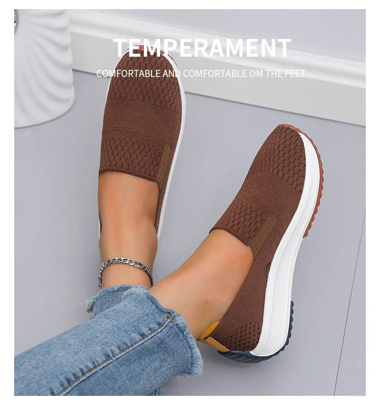 Baskets d'extérieur en maille respirante pour femmes, chaussures plates à enfiler, chaussures de Jogging légères à semelle compensée, mocassins d'été à semelle souple MAEJORKEN