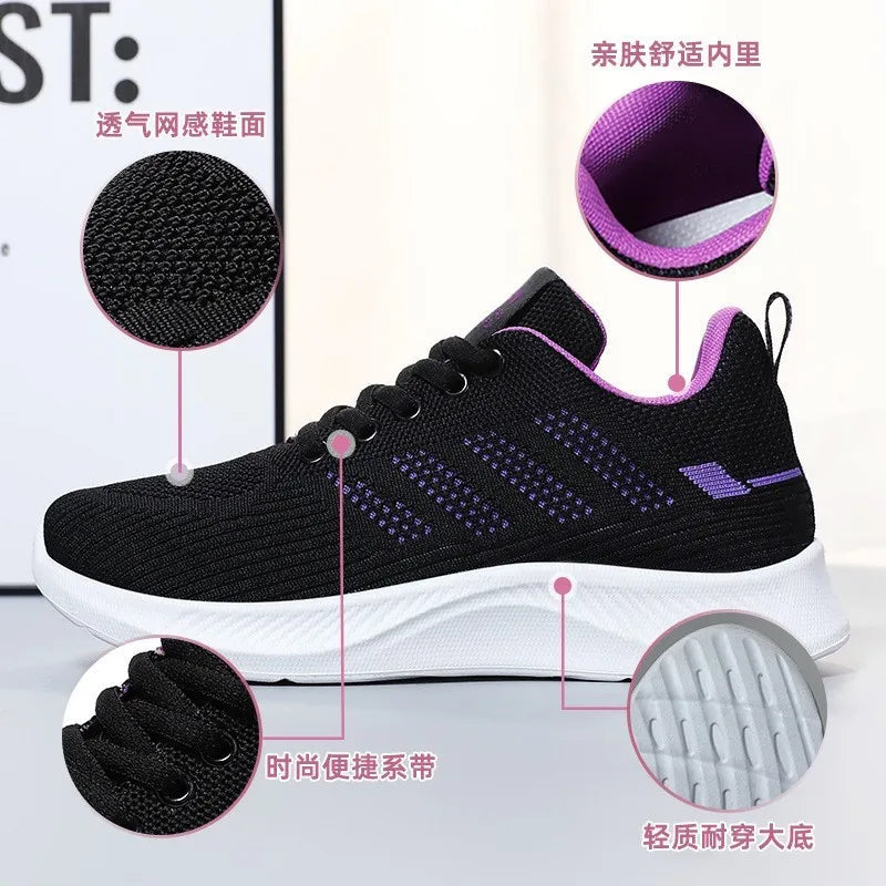 Litfun femmes chaussures de sport décontractées mode femme fond souple baskets respirant maille chaussures de course loisirs chaussures plates légères MAEJORKEN