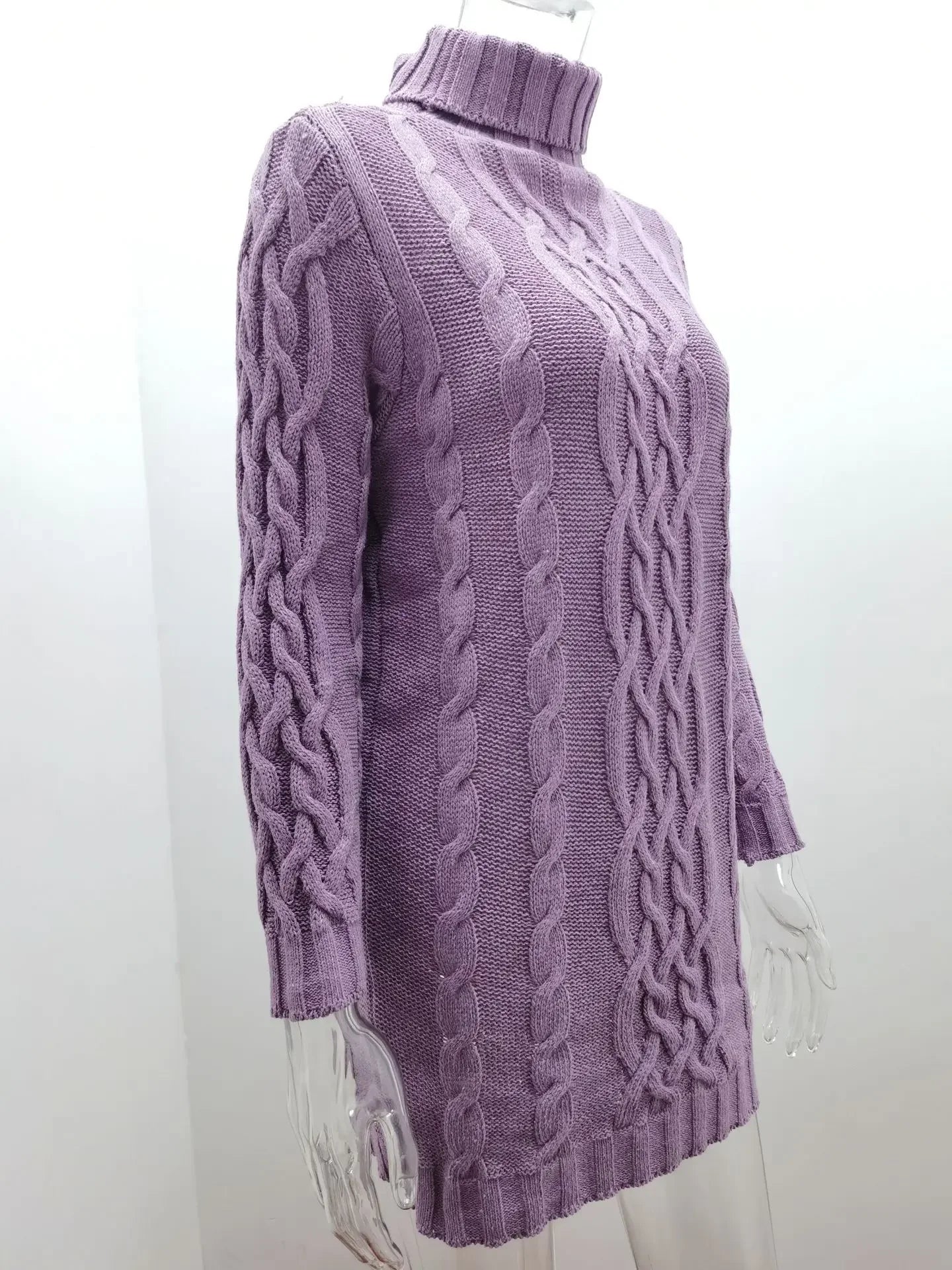 Robe pull longue à col haut pour femme, pull tricoté, couleur unie, épais, Mini, mode hiver automne 2024 MAEJORKEN