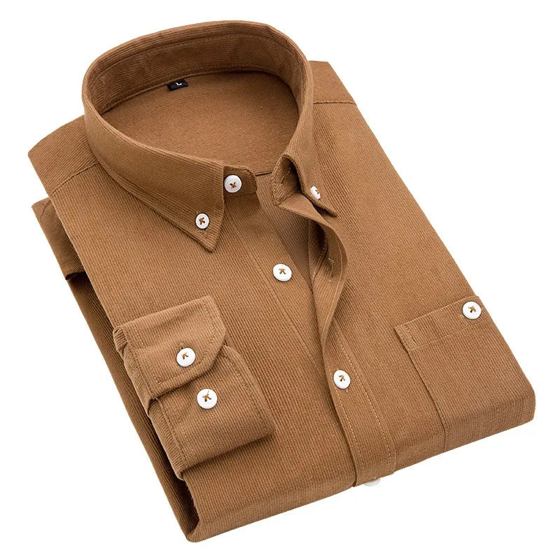Chemise en velours manche longue rayure homme du M au 5XL