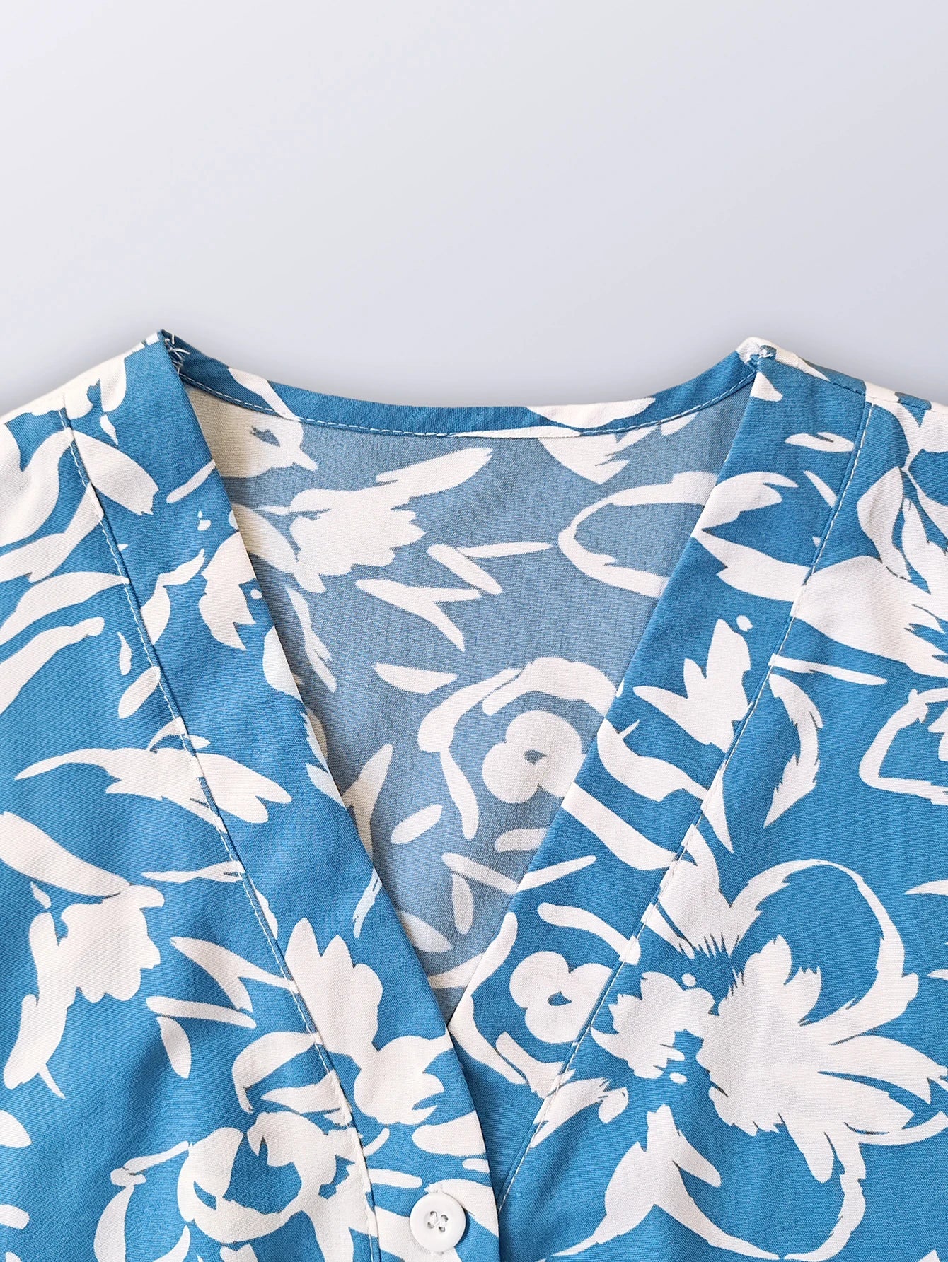 Robes décontractées pour femmes, col en v, boutons, imprimé floral, manches courtes, robe trapèze, printemps été MAEJORKEN