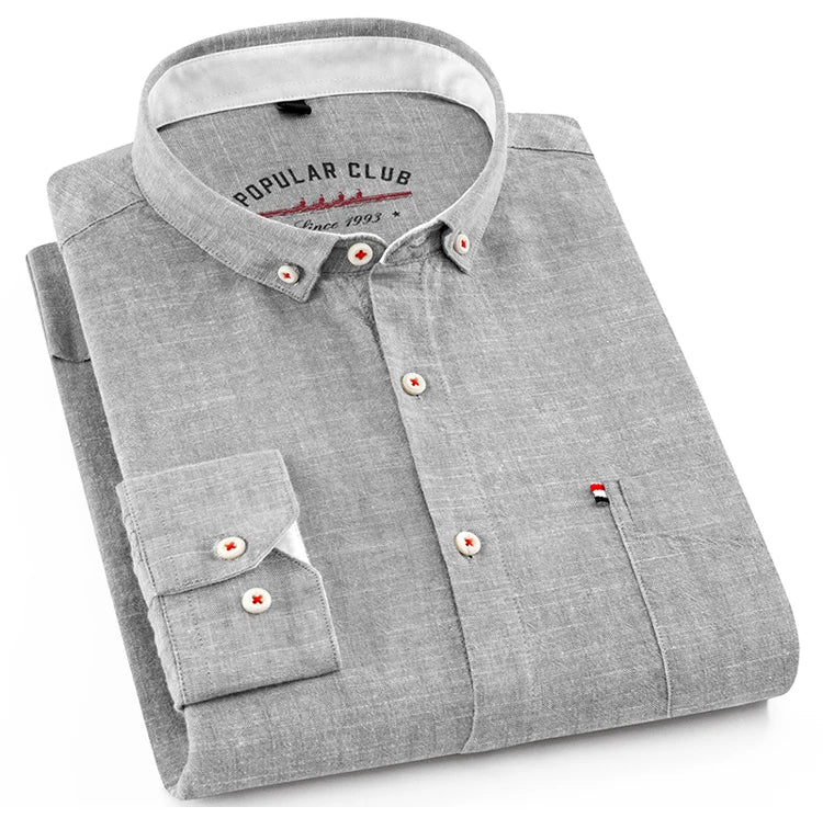 Chemise habillée à col boutonné pour hommes, mélange de coton et de lin respirant, manches longues, coupe cintrée, printemps été décontracté Chic MAEJORKEN