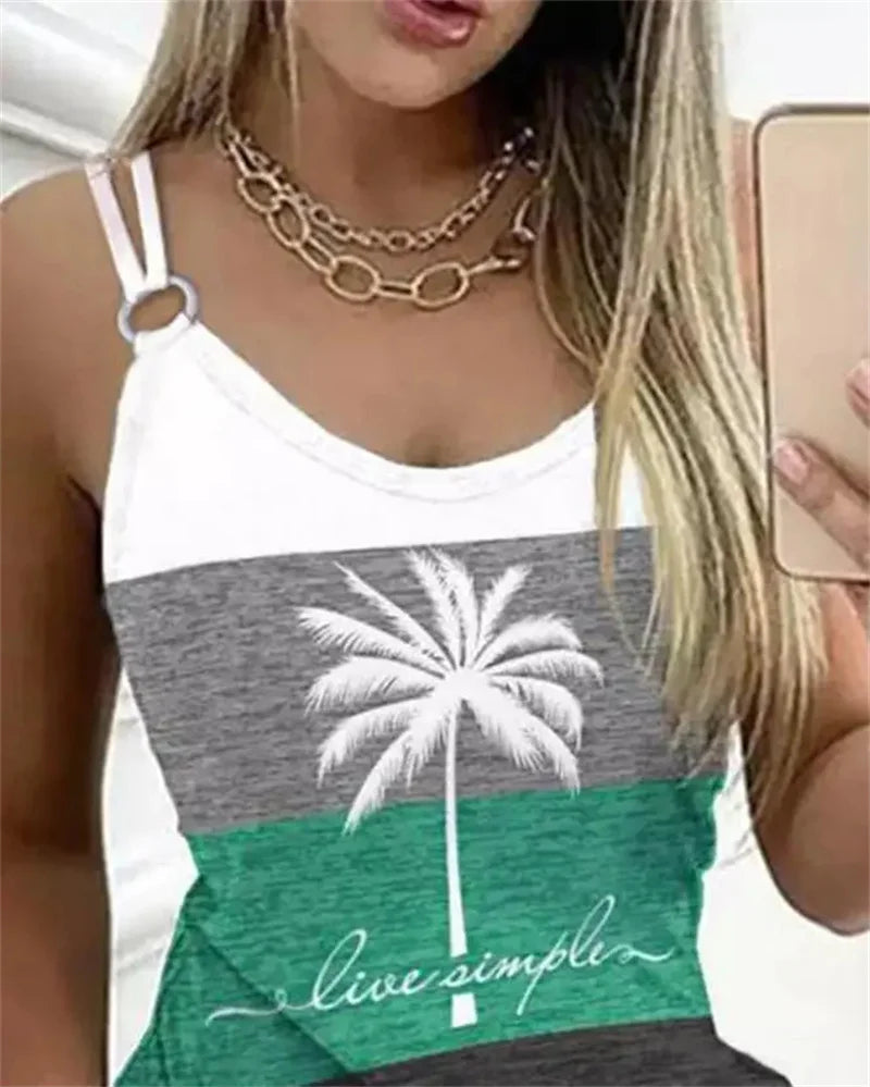 Femmes robes été mode cocotier imprimé décontracté col en v sans manches poche conception quotidien vacances Mini robe DF4984 MAEJORKEN