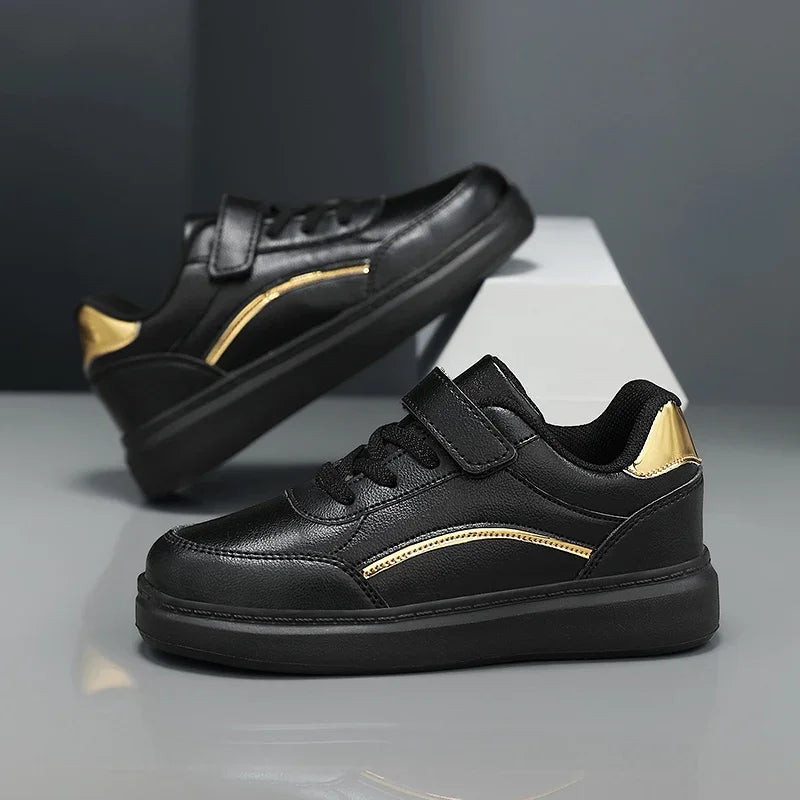 Baskets blanches en cuir PU pour enfants, chaussures de sport décontractées pour garçons, chaussures de Skate d'école de luxe, baskets de Tennis d'automne pour garçons MAEJORKEN
