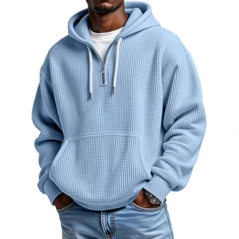 2025 printemps automne nouveaux hommes gaufre à capuche haut rue vacances manches longues sweat-shirt décontracté mode sortie quotidien homme à capuche MAEJORKEN