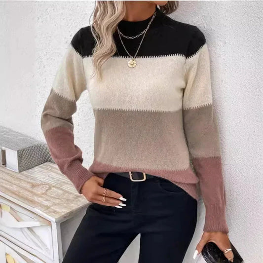 Pull tricoté à rayures amples et décontracté pour femme, pull à la mode, nouvelle collection hiver 2024 MAEJORKEN
