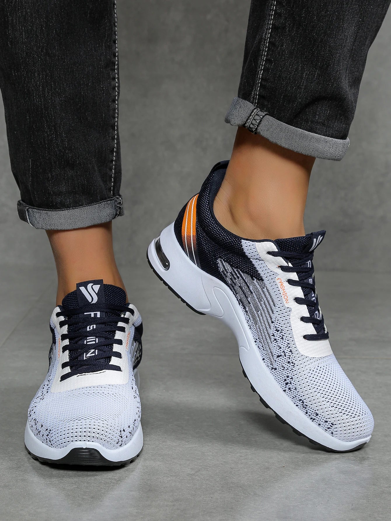 Chaussures pour hommes, chaussures décontractées pour hommes, maille respirante, chaussures de sport à la mode à coussin d'air, à semelles souples et à blocs de couleur MAEJORKEN