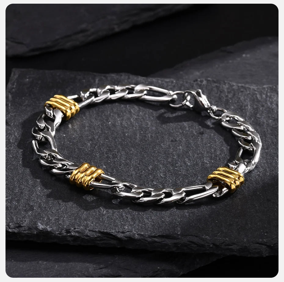 Vnox – Bracelets élégants en chaîne de corde avec breloques en Tubes, Bracelets à maillons cubains simples, bijoux de bracelet tendance en acier inoxydable MAEJORKEN