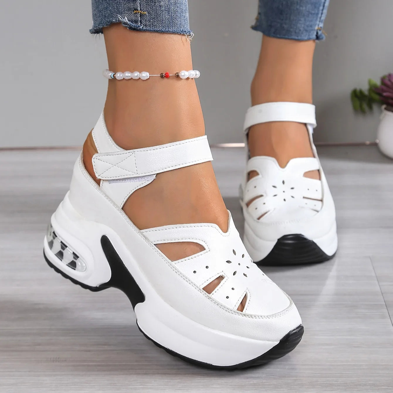 Sandales d'été à bout fermé pour femmes, chaussures décontractées, grande taille, ajourées, légères, confortables, à plateforme, nouvelle collection MAEJORKEN