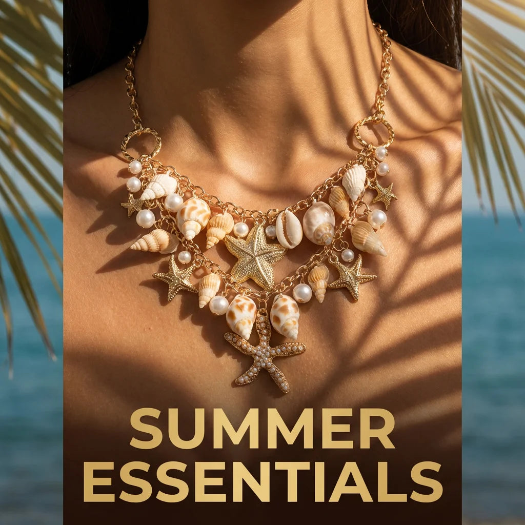 Collier pendentif étoile de mer exagéré pour femmes, coquillage, imitation perle, bracelets chaîne, bijoux de plage d'été, cadeau de vacances MAEJORKEN