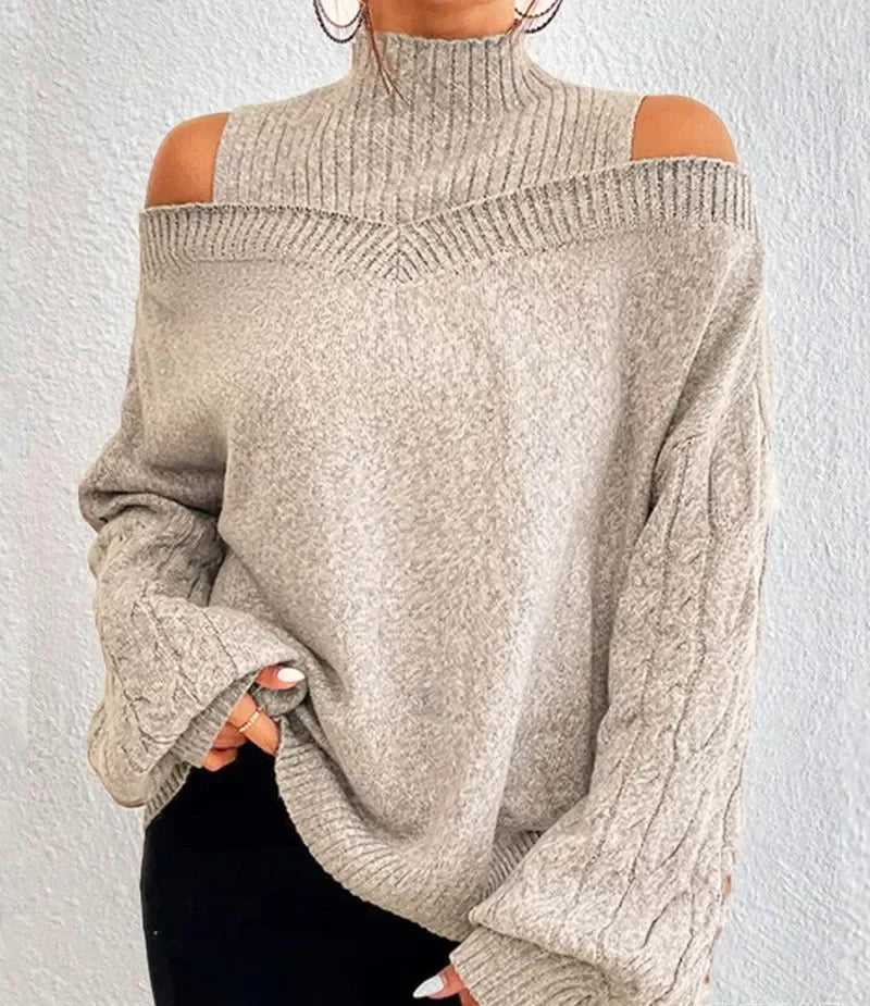 Pull semi - col roulé pour femme