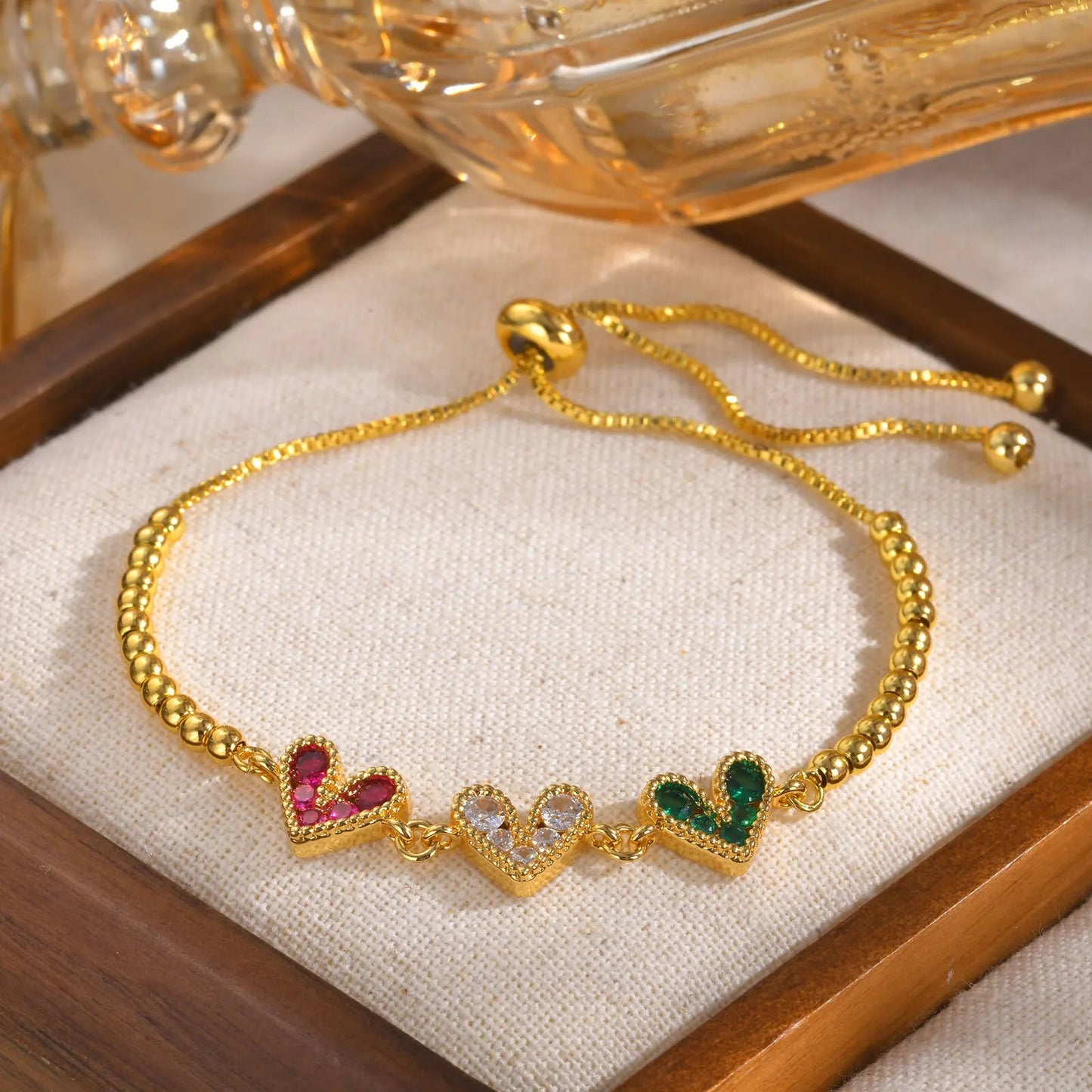Zcomprend-Bracelet coeur en pierre colorée pour femme, lune, étoile, boîte réglable, bijoux JOWristband, cadeau pour petite amie, jour de Léon MAEJORKEN