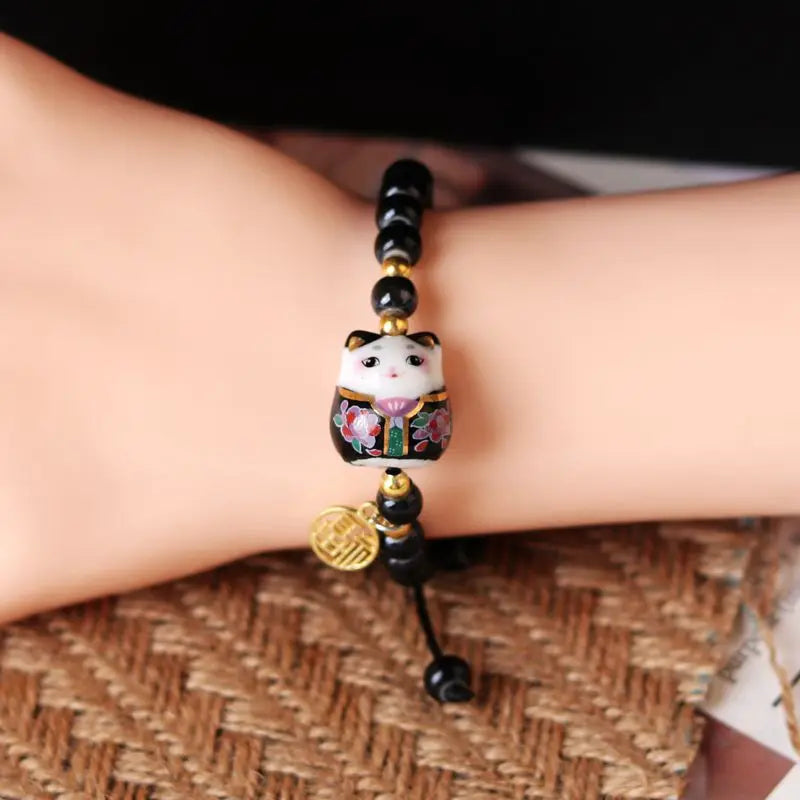 Bracelet chat b03 pour filles, bracelets perlés colorés, pendentifs en céramique Harajuku, bracelets à breloques anime, bijoux cadeaux, vente en gros MAEJORKEN