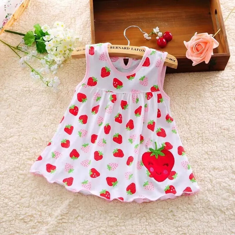 Robes d'été pour bébés filles, en coton, sans manches, imprimé + broderie du 0 à 12 mois MAEJORKEN