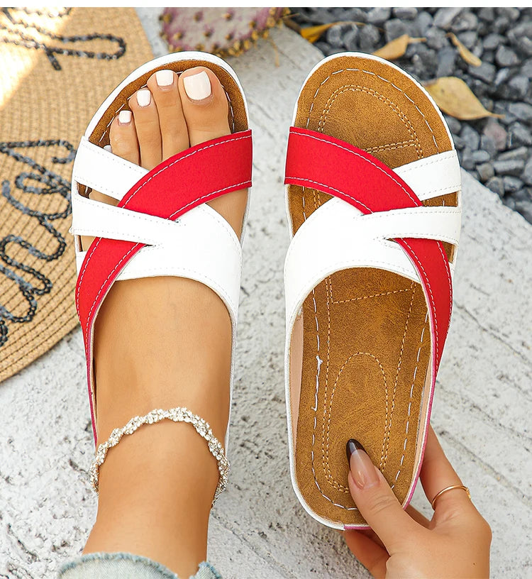 Sandales pour femmes nouvelles sandales à talons compensés chaussures d'été femme mélange couleur pantoufles d'été Sandalias Mujer chaussures à talons de luxe MAEJORKEN