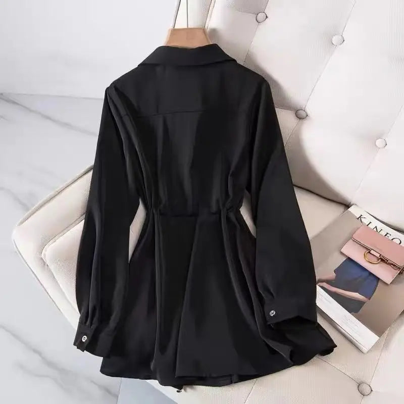 Chemise décontractée en mousseline de soie à manches longues du L au 3XL