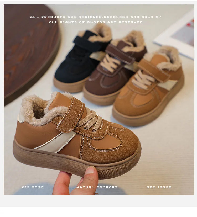 Chaussures chaudes d'hiver pour enfants, baskets en polaire, en coton, imperméables, en laine d'agneau, pour filles, 2025 MAEJORKEN