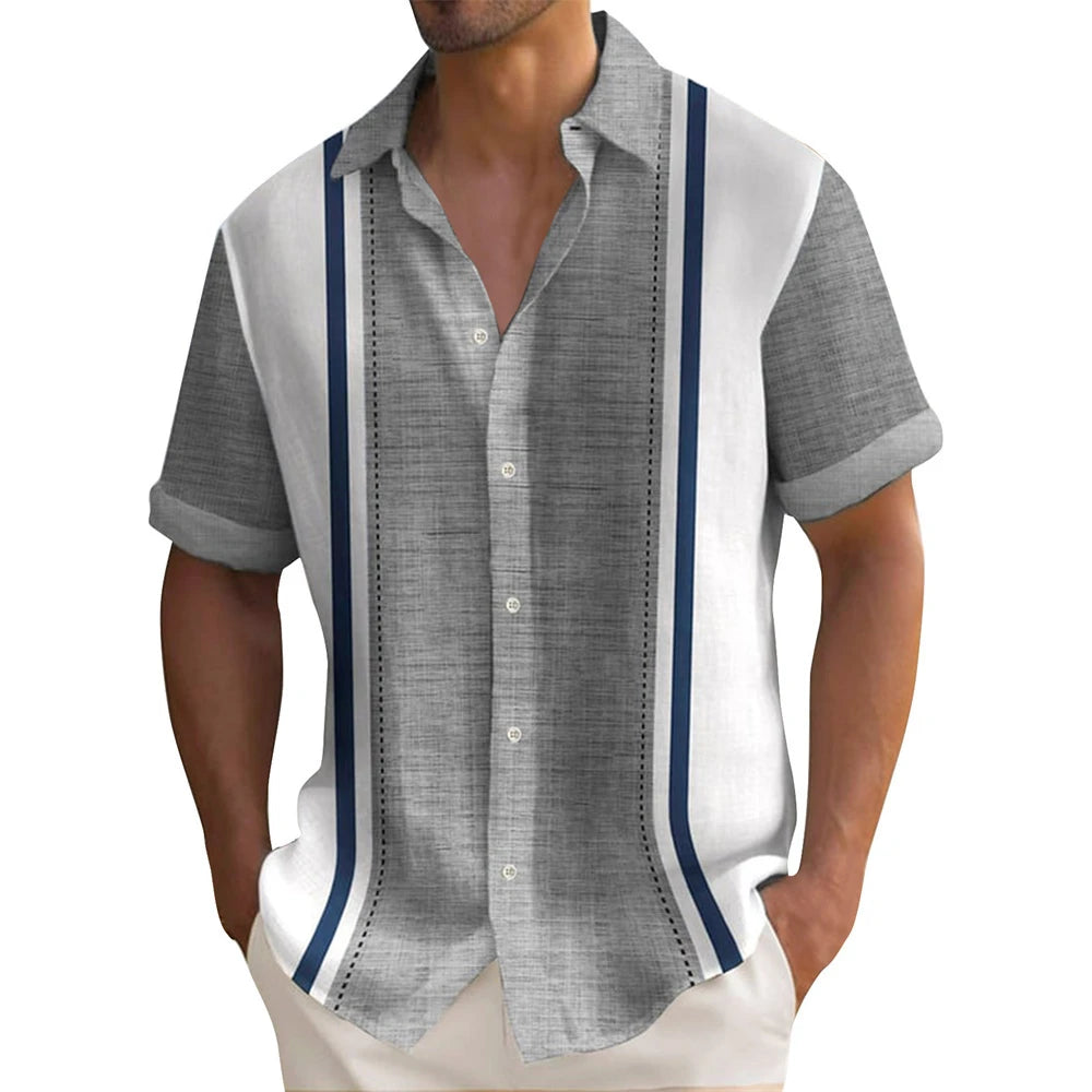 Chemise à manches courtes revers rétro du S au 5XL