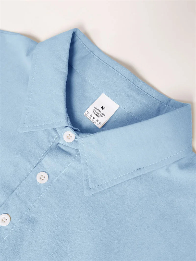 Polo d'été décontracté en coton et lin pour hommes, T-shirts à manches courtes à séchage rapide, hauts à col rabattu, pull pour hommes MAEJORKEN