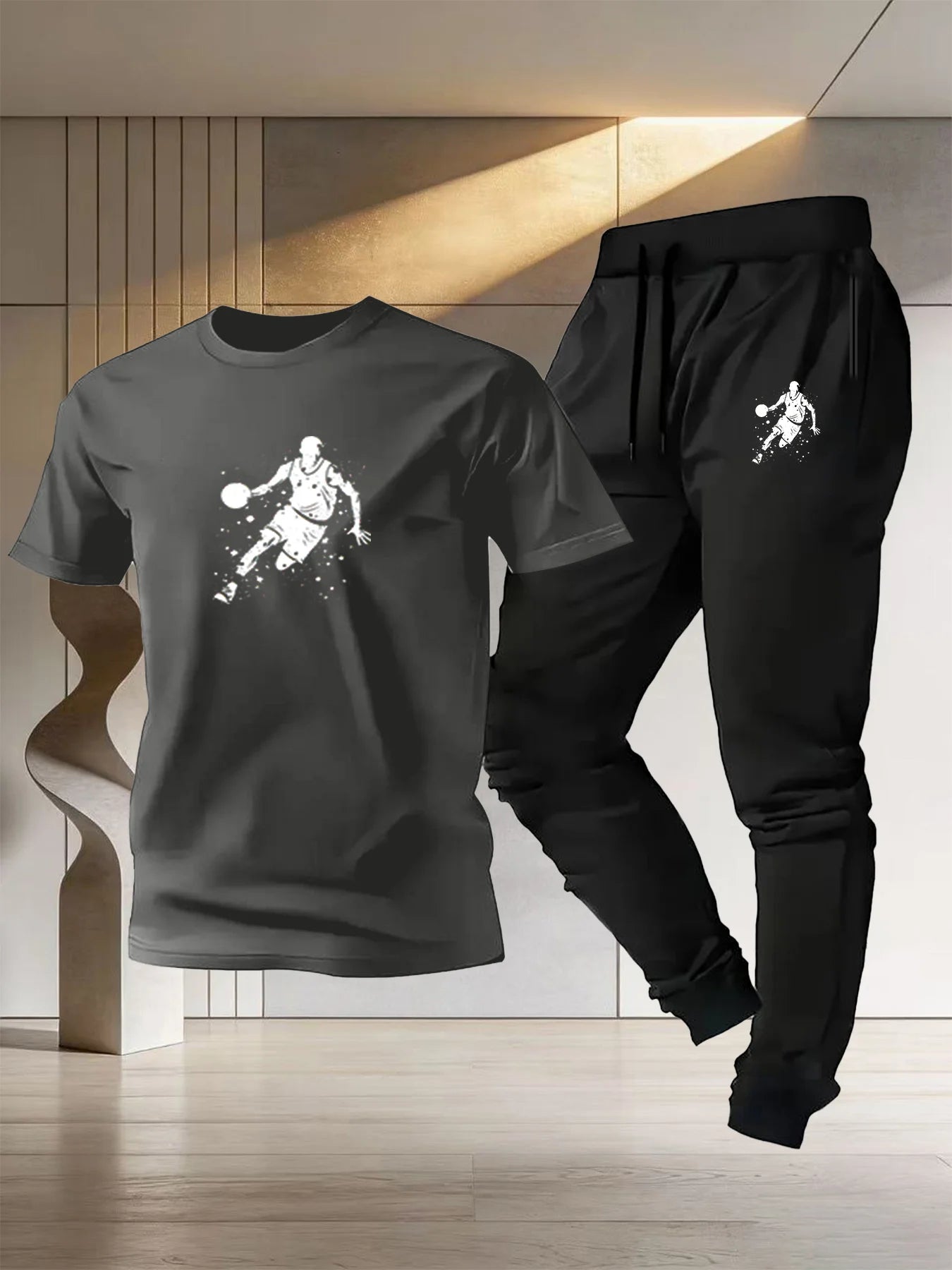 Vêtements de sport de basketball pour hommes, t-shirt d'été en pur coton à manches courtes, pantalon de sport léger, nouveau style 2026, coupe ample MAEJORKEN