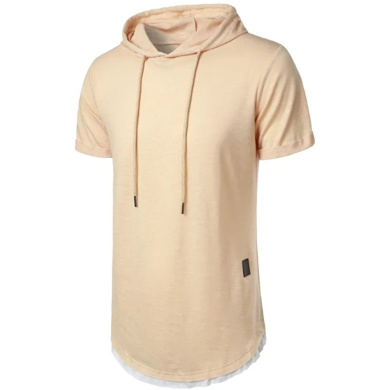 Sweat-shirt à capuche d'été pour hommes, T-shirt ample à manches courtes, couleur unie, léger, Fitness, col respirant, hauts MAEJORKEN