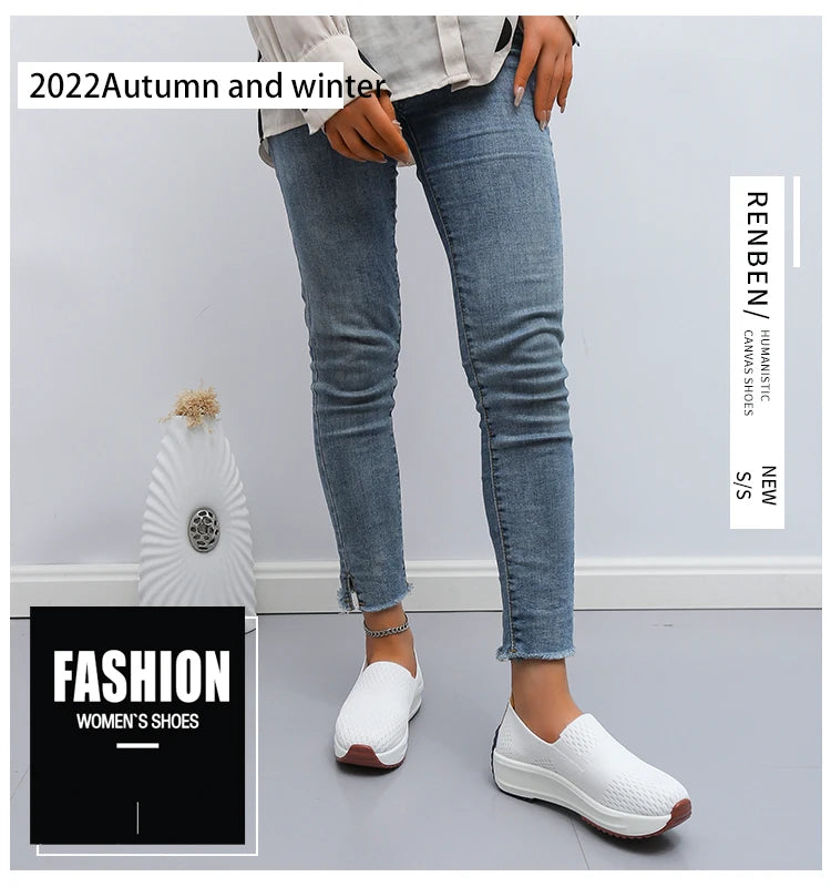 Baskets d'extérieur en maille respirante pour femmes, chaussures plates à enfiler, chaussures de Jogging légères à semelle compensée, mocassins d'été à semelle souple MAEJORKEN