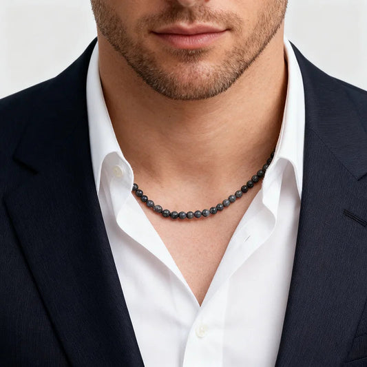 Collier élégant pour hommes, perles de 4mm, guérison, 7 couleurs disponibles, lave réglable, Howlite, obsidienne, court, sport, absorbant la sueur MAEJORKEN