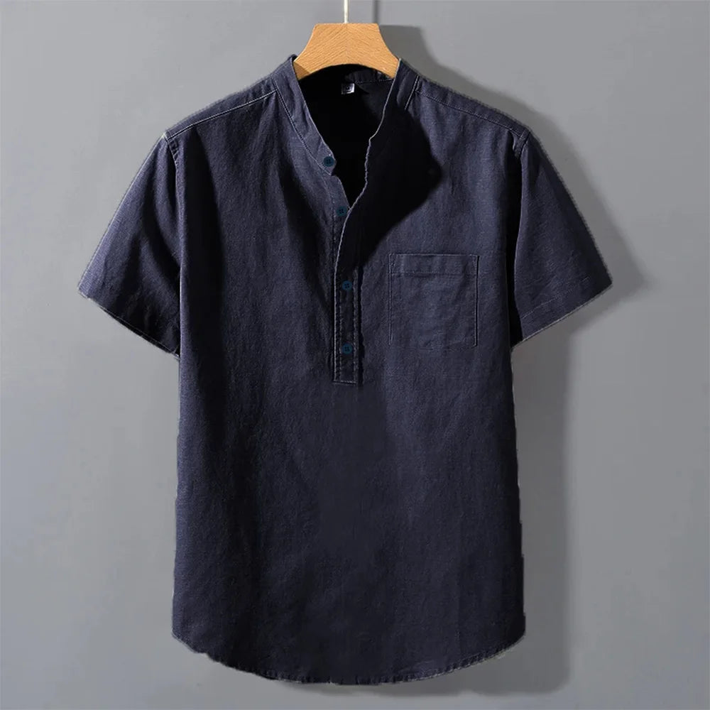 T-shirt d'été à manches courtes pour hommes, couleur unie, Design de poche, chemises à boutons, vêtements quotidiens de rue, Style Simple et confortable MAEJORKEN