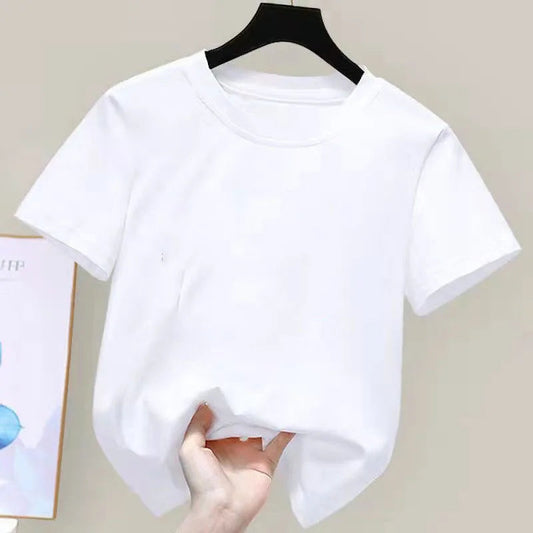 Tissu coton enfants garçon fille T-Shirt 2025 nouvel été enfants à manches courtes T-Shirt Style mignon blanc couleur unie hauts MAEJORKEN