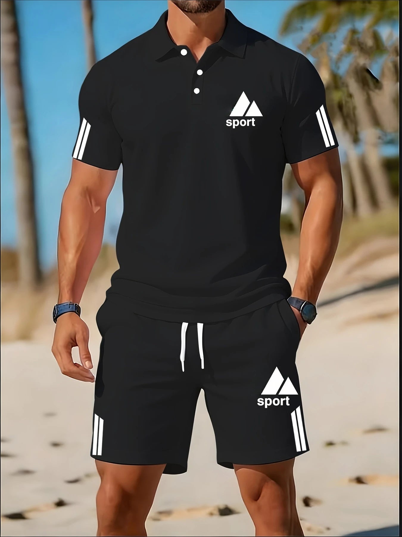 Ensemble de vêtements de sport décontractés pour hommes, polo à manches courtes + short d'été, ensemble de sport décontracté, ensemble respirant pour hommes MAEJORKEN