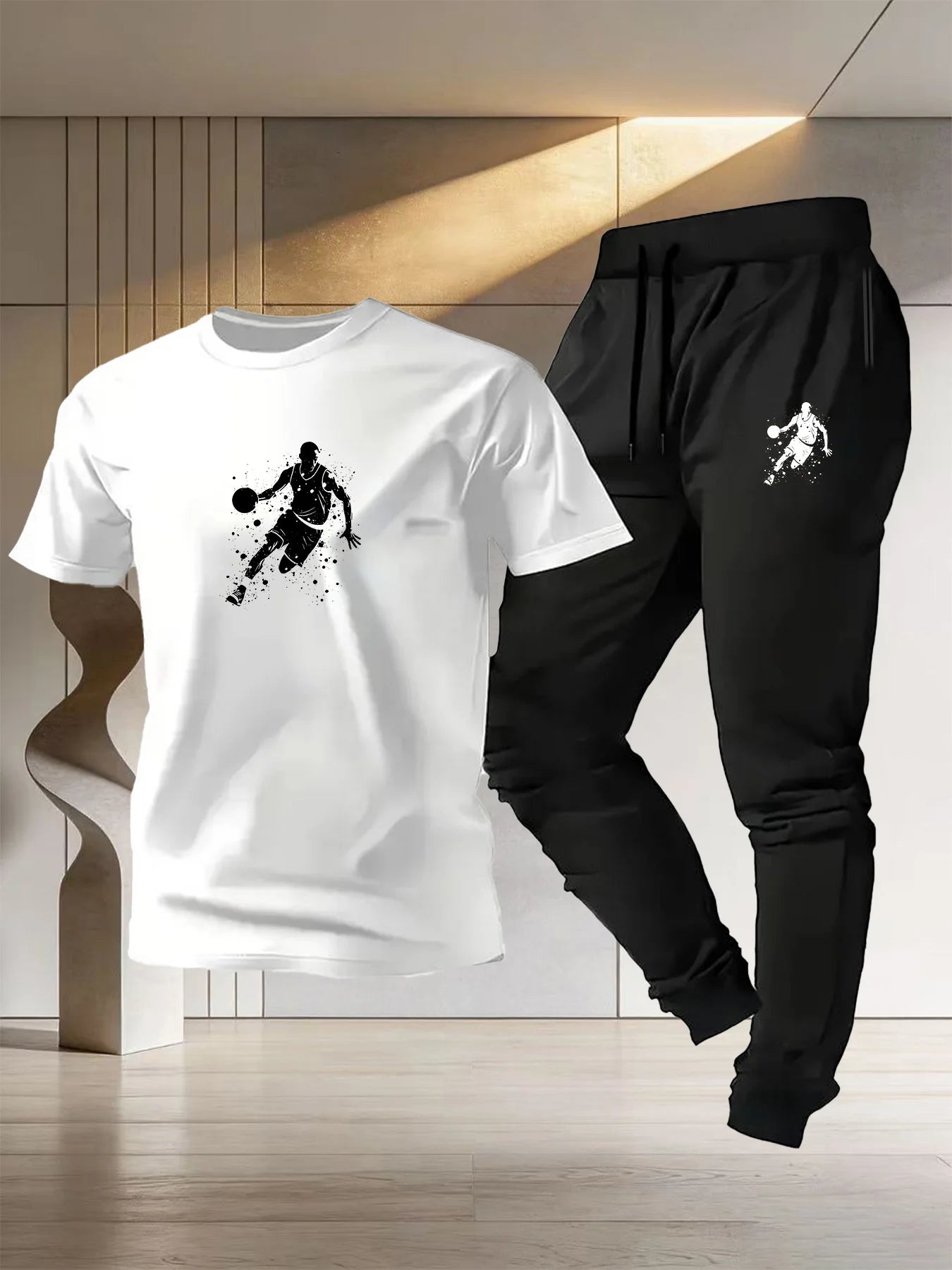 Vêtements de sport de basketball pour hommes, t-shirt d'été en pur coton à manches courtes, pantalon de sport léger, nouveau style 2026, coupe ample MAEJORKEN