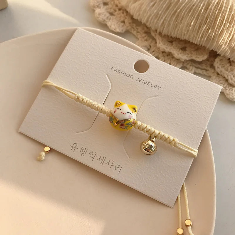 Bracelet chat b03 pour filles, bracelets perlés colorés, pendentifs en céramique Harajuku, bracelets à breloques anime, bijoux cadeaux, vente en gros MAEJORKEN