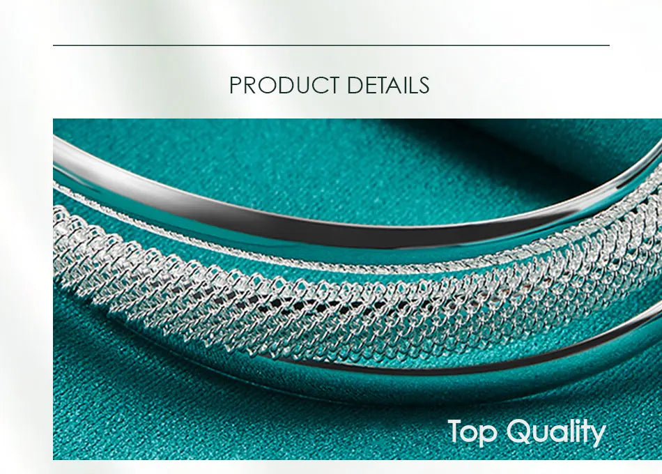 DOTEFFIL 925 en argent Sterling grand Bracelet lisse réticulé pour femme homme bijoux de fiançailles de mariage MAEJORKEN